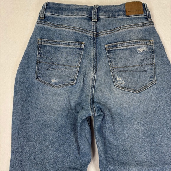 American Eagle Mom Jeans Womens 2 High Rise Distressed Straight Leg - Picture 11 of 11